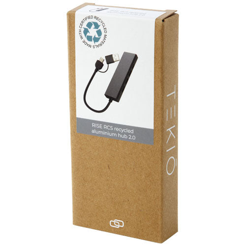 Hub USB 2.0 de aluminio reciclado con certificación RCS "Rise" - imagePackage