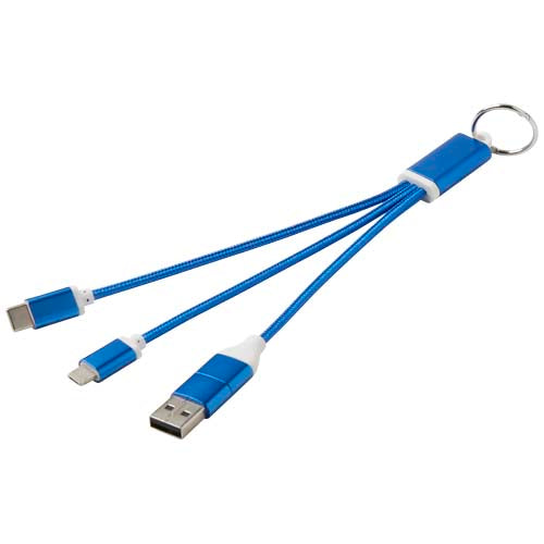 Cable de carga 4 en 1 de aluminio reciclado con llavero "Metal"