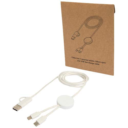 Cable 5 en 1 de plástico reciclado de 150 cm para sincronización de datos y carga rápida de 27 W "Citala"