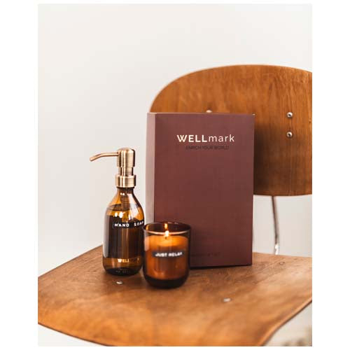 Dispensador de jabón de manos de 250 ml y juego de velas aromáticas de 150 g con fragancia de lino fresco "Wellmark Discovery - imageMood2