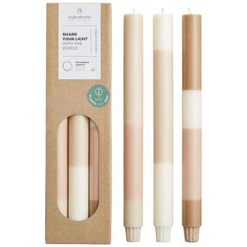 Velas de piedra caliza en capas - set de 3 "Originalhome" - 12642602