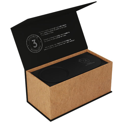Base de carga inalámbrica con logotipo retroiluminado de 10 W y soporte para lápices de bambú "SCX.design W17" - imagePackage