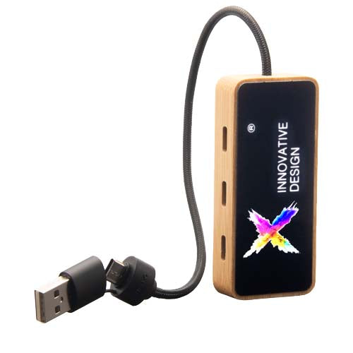 Hub USB 8 en 1 de madera con doble entrada y 6 puertos "SCX.design H21" - 1PX19971