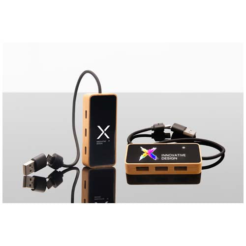 Hub USB 8 en 1 de madera con doble entrada y 6 puertos "SCX.design H21" - imageMood2