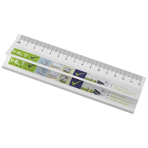 Libreta con notas adhesivas de material reciclado con regla impresa "Sticky-Mate®"