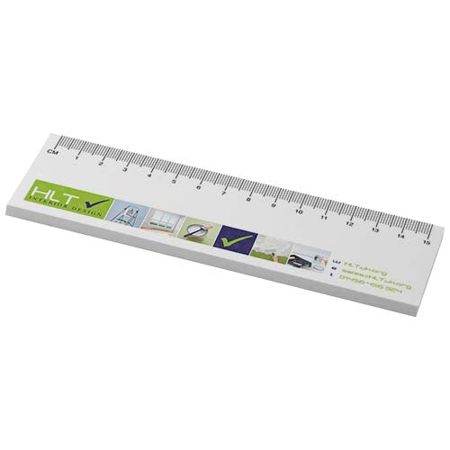 Libreta con notas adhesivas de material reciclado con regla impresa "Sticky-Mate®"