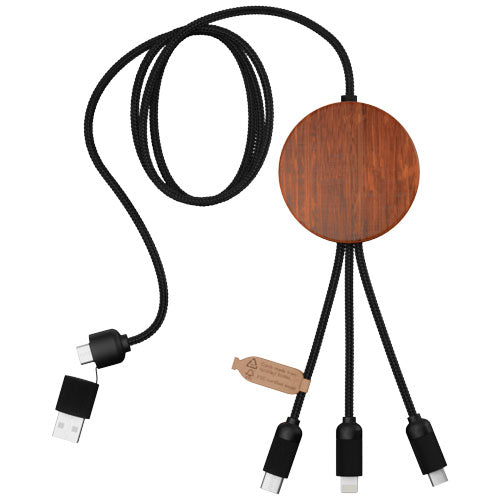 Cable de carga 5 en 1 de PET reciclado con logo retroiluminado y base de carga de 10 W "SCX.design C40" - imageBack